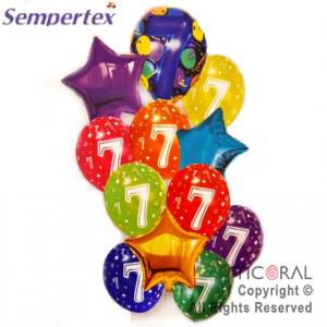 SET DE GLOBOS NUMEROS MULTICOLOR NRO 7 12 UNIDADES X 1